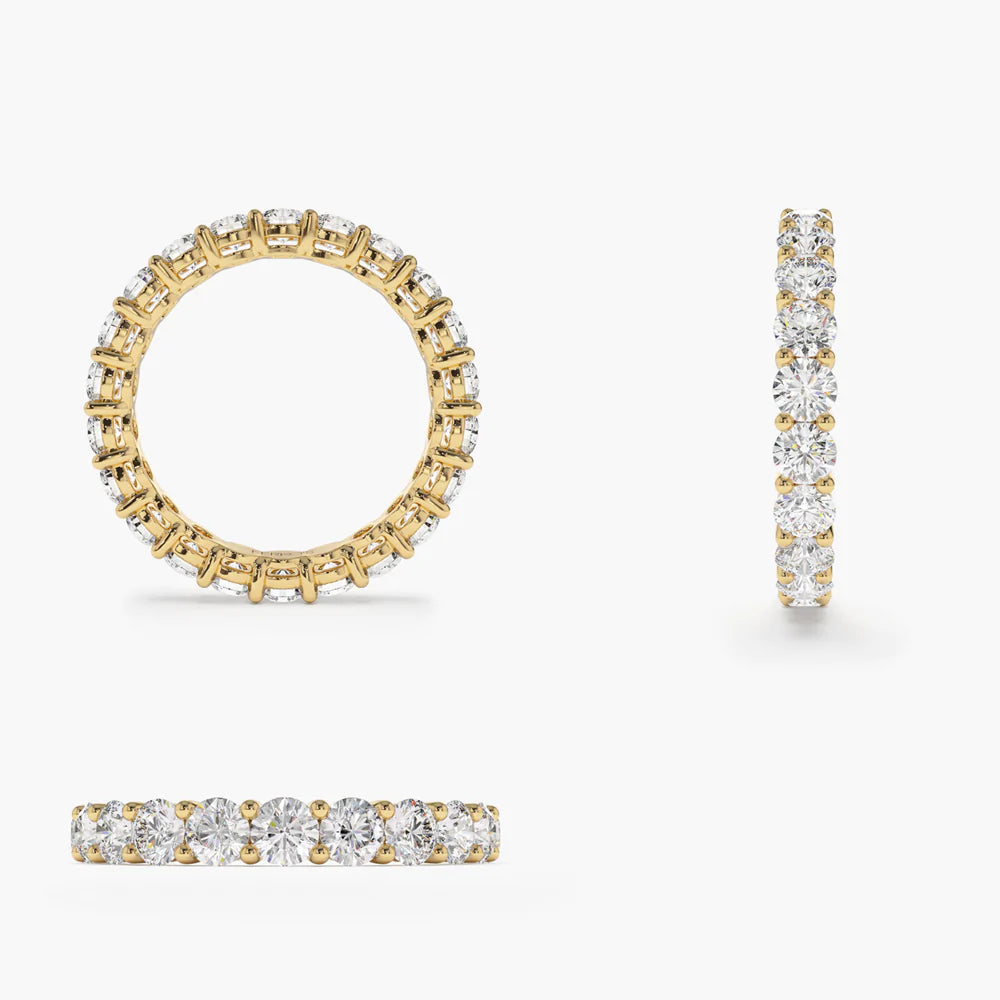Solid Gold Basket Setting Full Eternity Diamond Ring 2.25ctw