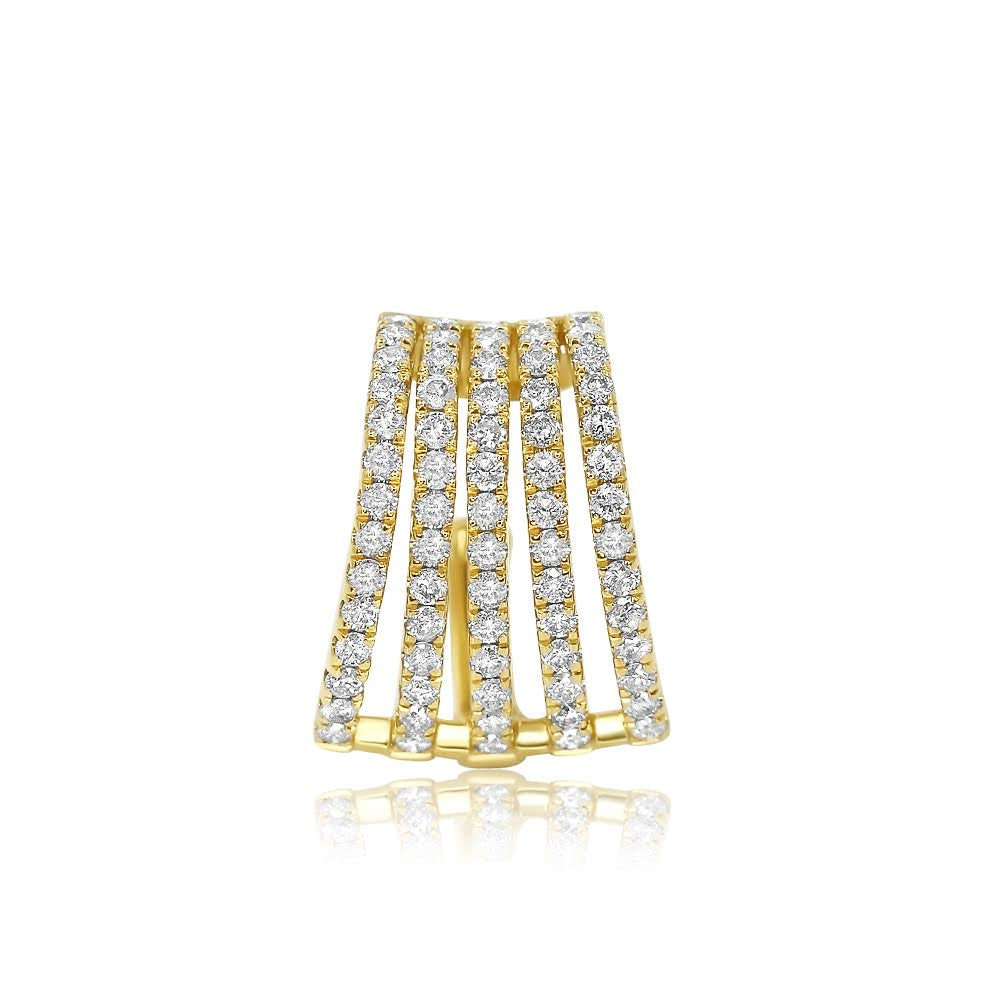 Solid Gold Five Cage Diamond Cuff Earring (CF8A27)