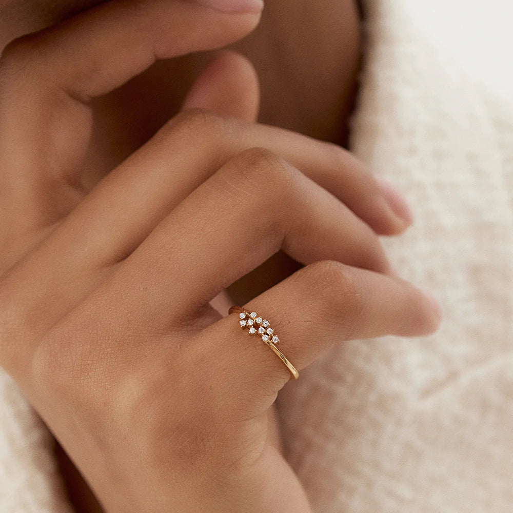 Solid Gold Mini Cluster Diamond Ring
