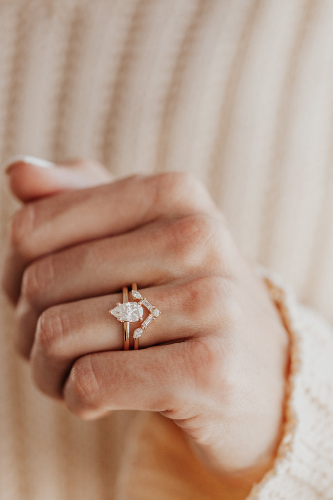 Solid Gold Lab-Grown Diamond Pear 5-Prong-Set Solitaire Ring