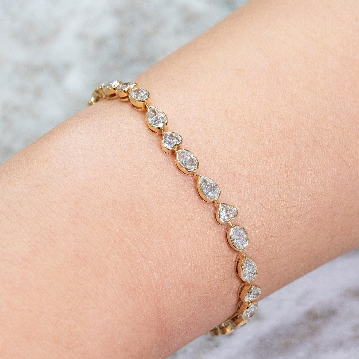 18K Solid Gold Lab Grown Multi Shape Bracelet - Style A