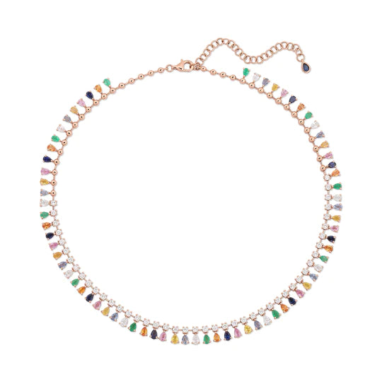 Solid Gold Diamond And Fine Gemstone Shaker Choker