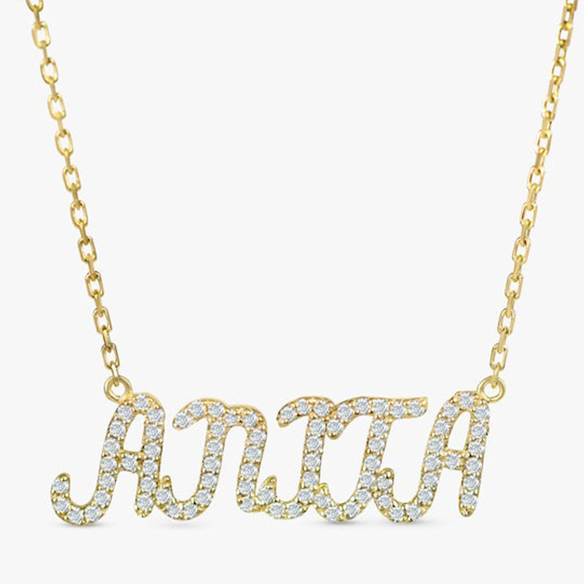 Solid Gold Diamond Name Necklace (BF8705)