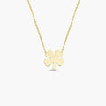 Solid Gold Four Leaf Clove Charm Necklace
