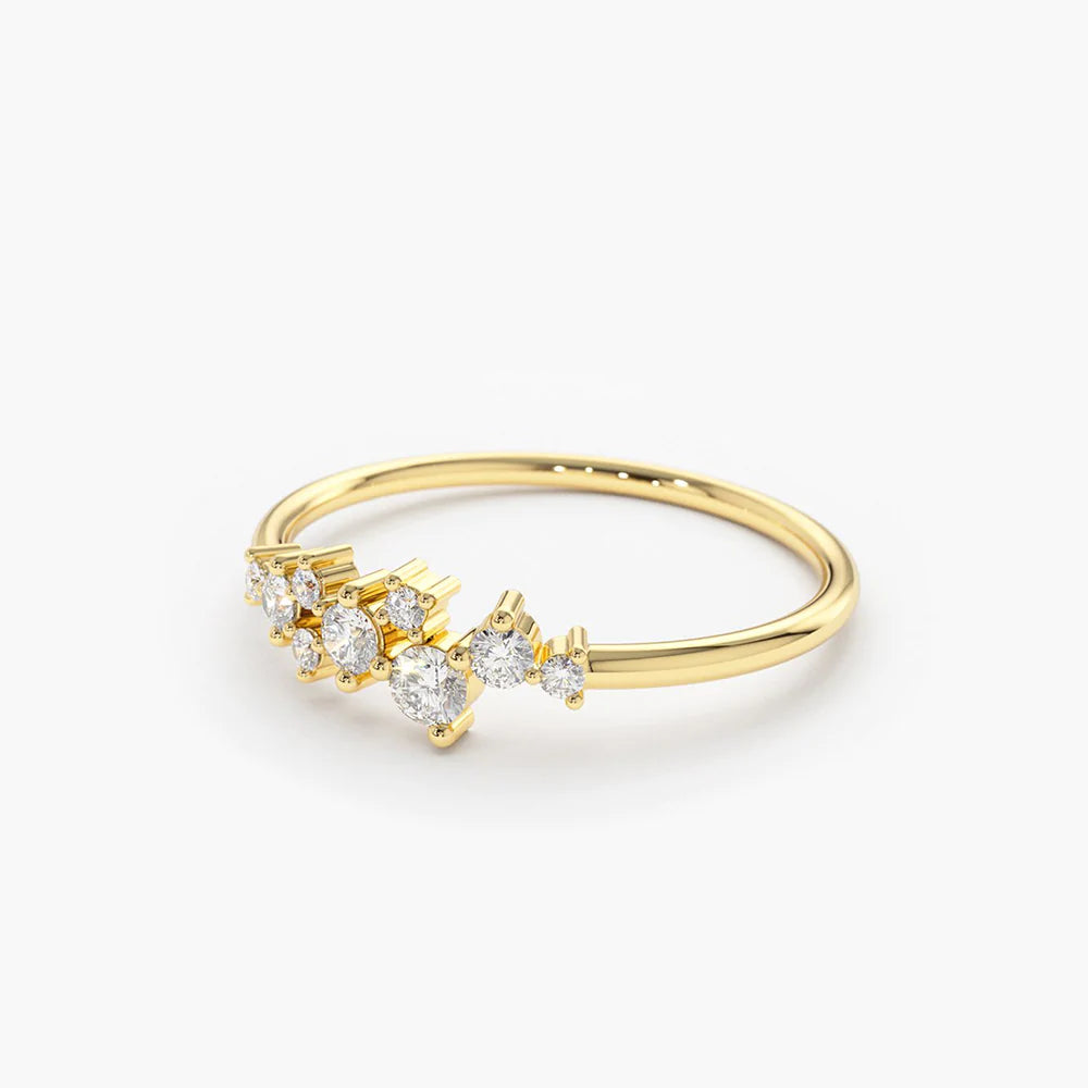 Solid Gold Diamond Cluster Ring