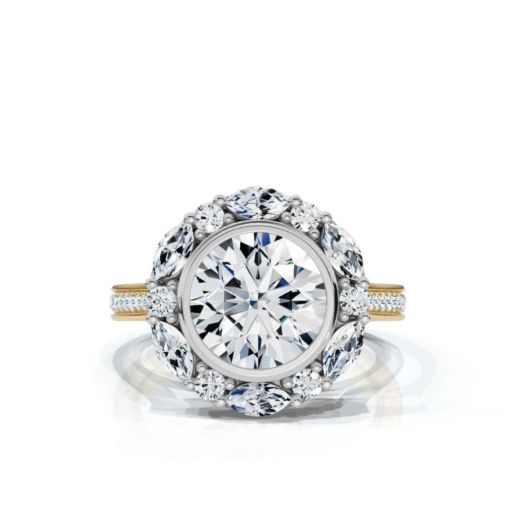 Solid Gold 3 CT Halo Lab Grown Diamond Engagement Ring (49F510)