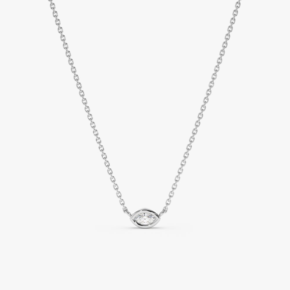 Solid Gold Marquise Diamond Eye Necklace (99B133)