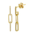 Solid Gold Diamond Drop Link Earrings
