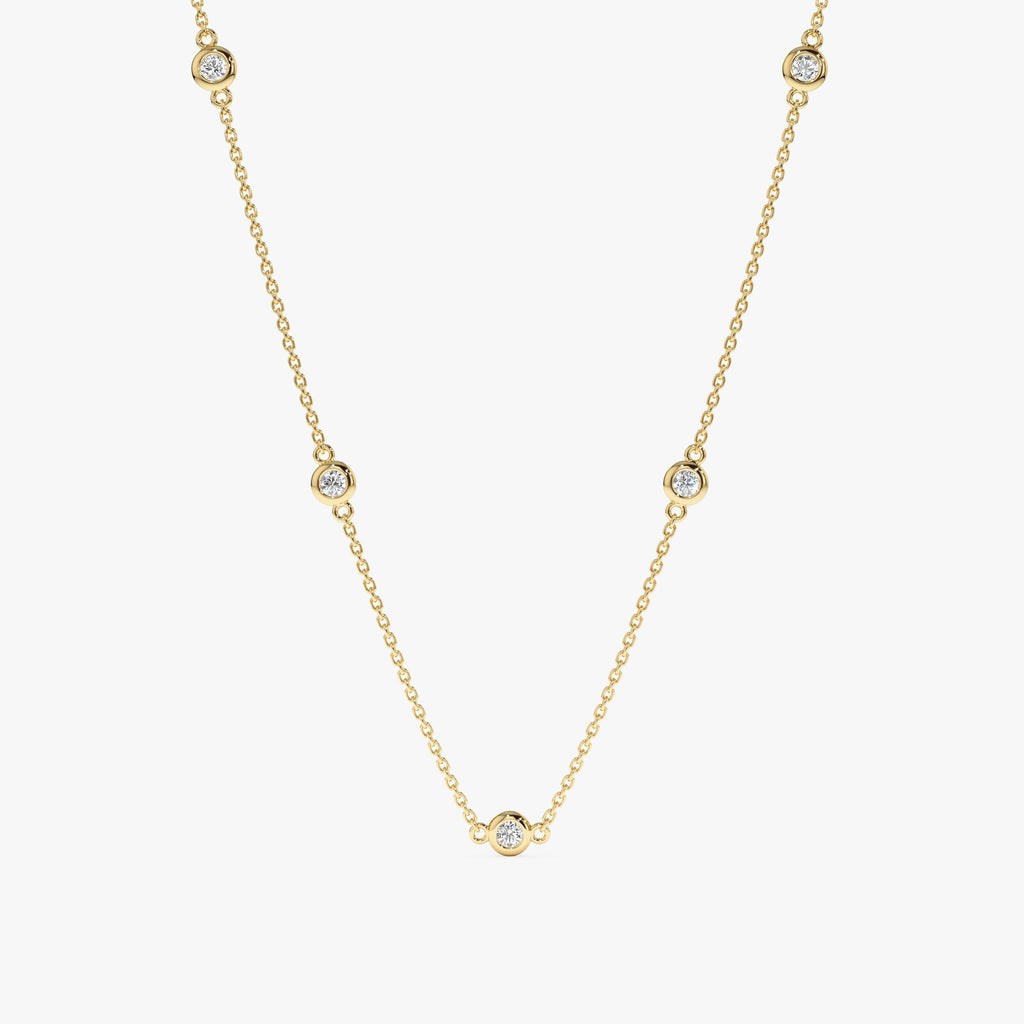 18K Solid Gold Dainty Diamond By The Yard Necklace - Style A