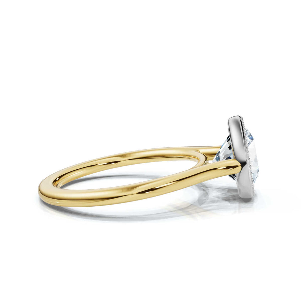 Solid Gold 2 CT Bezel Lab Grown Diamond Engagement Ring