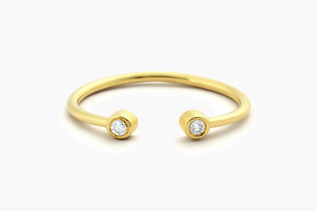 Solid Gold Double Bezel Set Open Diamond Ring