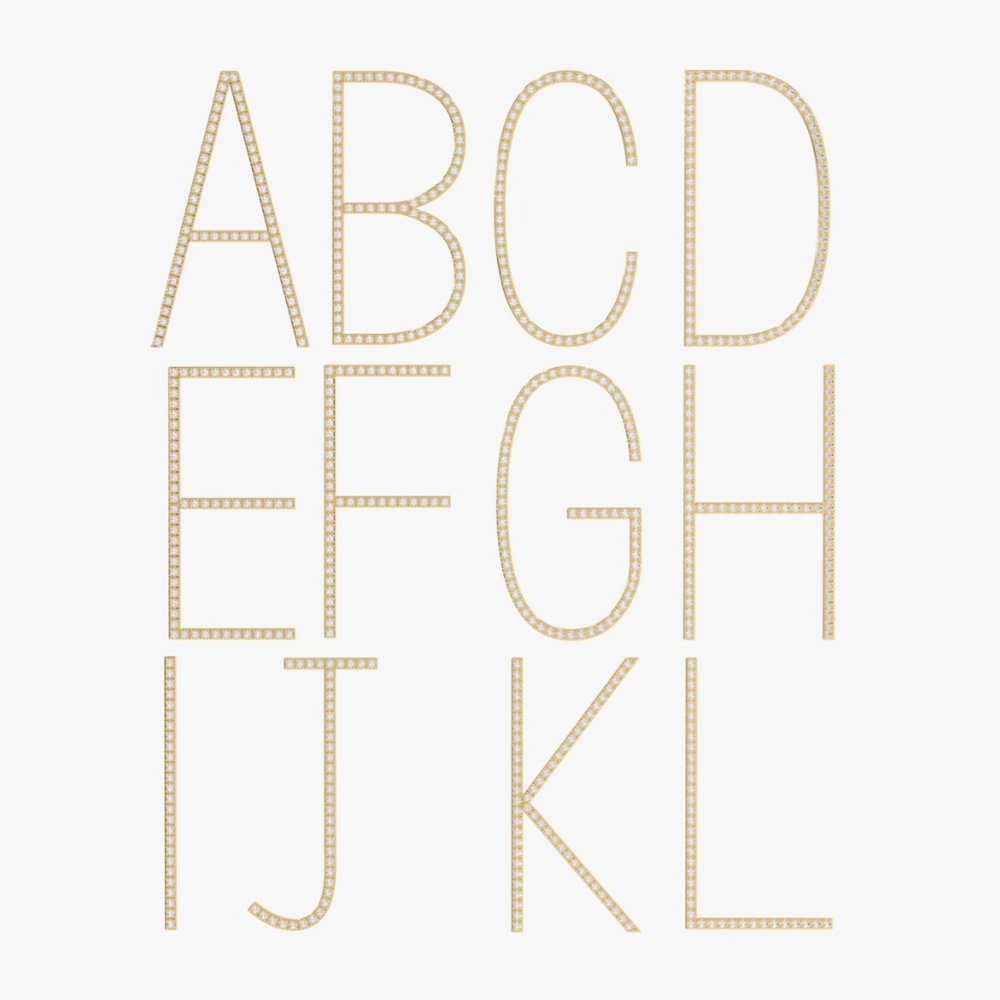 Solid Gold Long Initial Diamond Charm