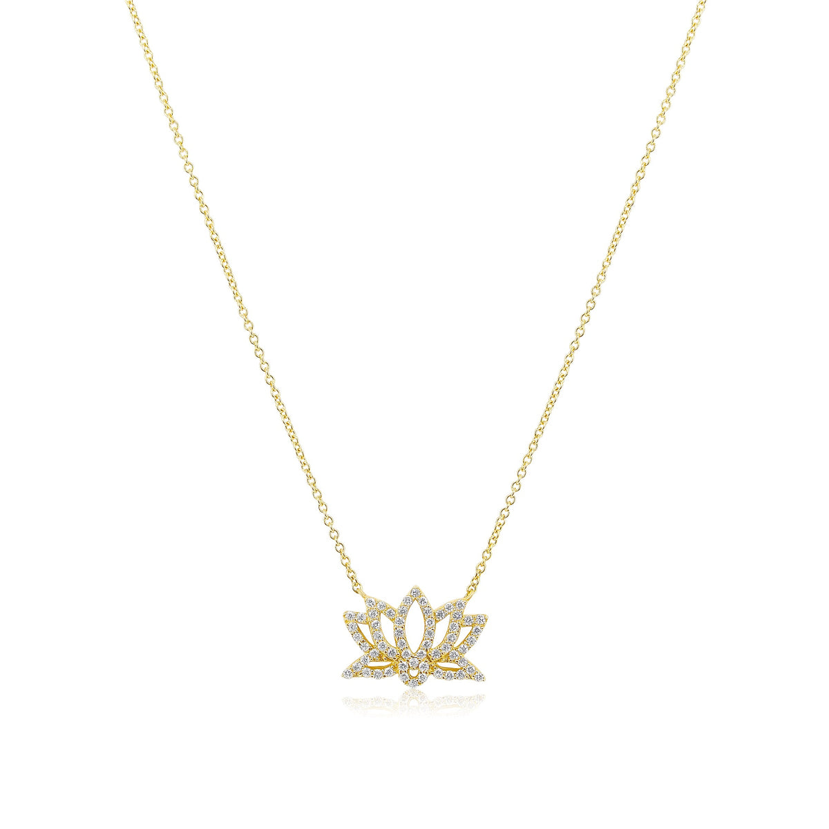 Solid Gold Diamond Flower Necklace (C3E5F8)