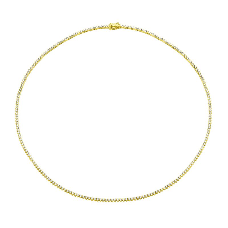 Solid Gold Celestique Mini Prong Natural Diamond Tennis Necklace