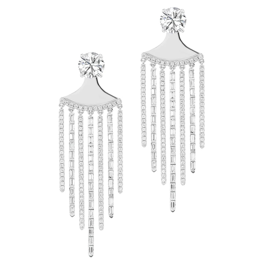 Solid Gold Diamond Fringe Ear Jackets