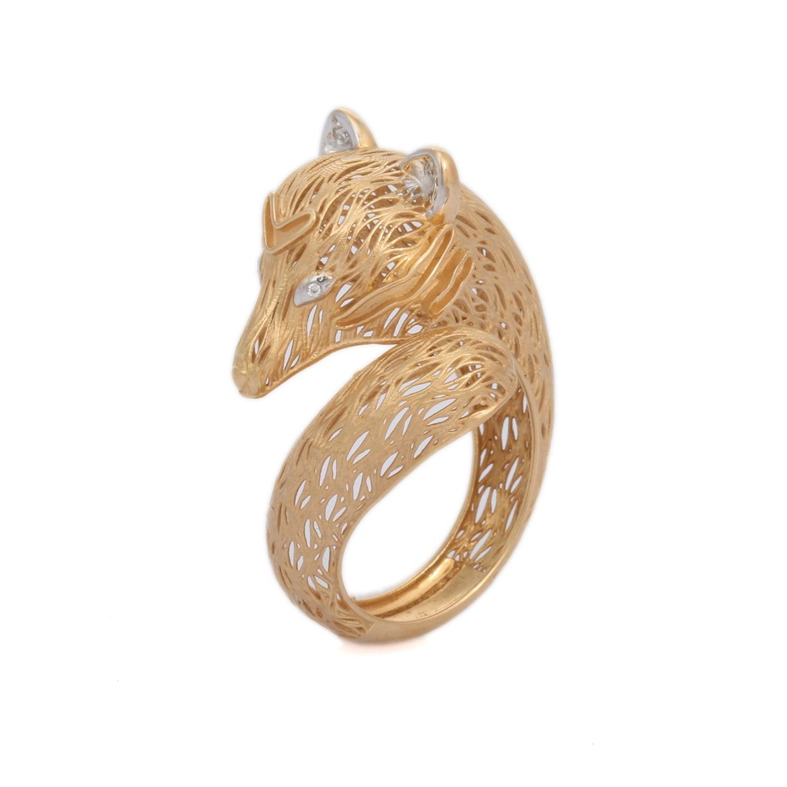 Solid Gold Textured Gold Diamond Vixen Ring