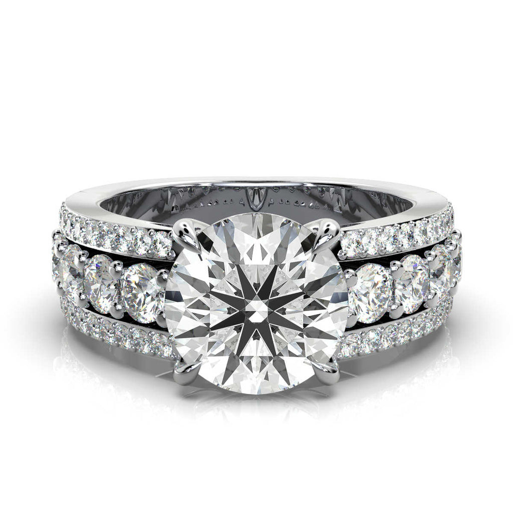 Solid Gold Three-Row Lab Grown Diamond Ring