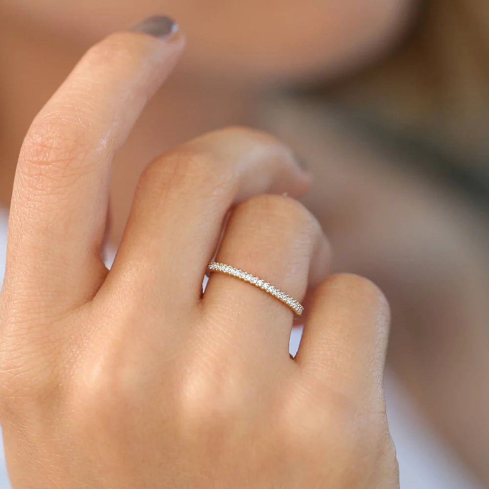 Solid Gold Full Eternity Petite Diamond Ring