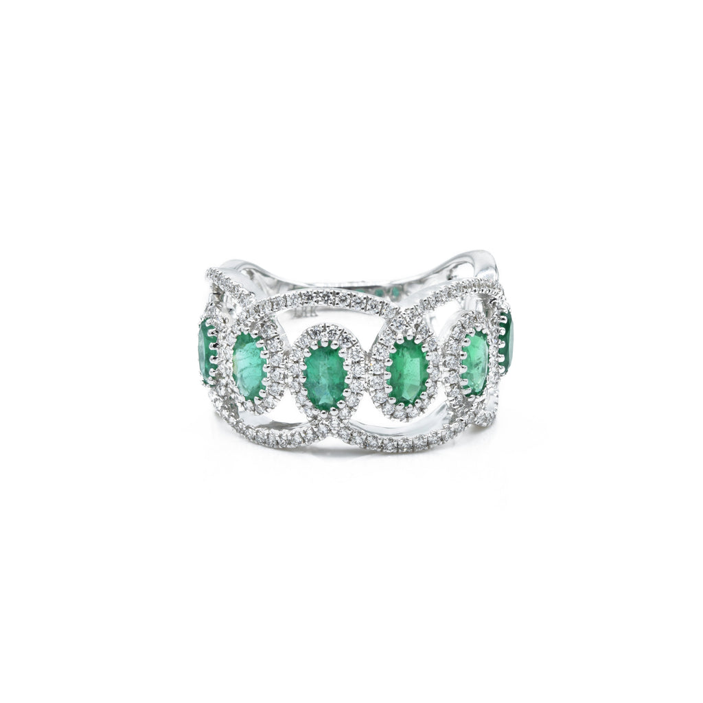18K Solid Gold Colombian Emerald & Diamond Ring