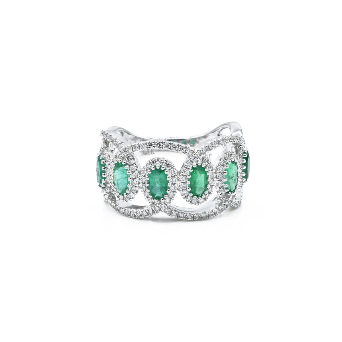18K Solid Gold Colombian Emerald & Diamond Ring