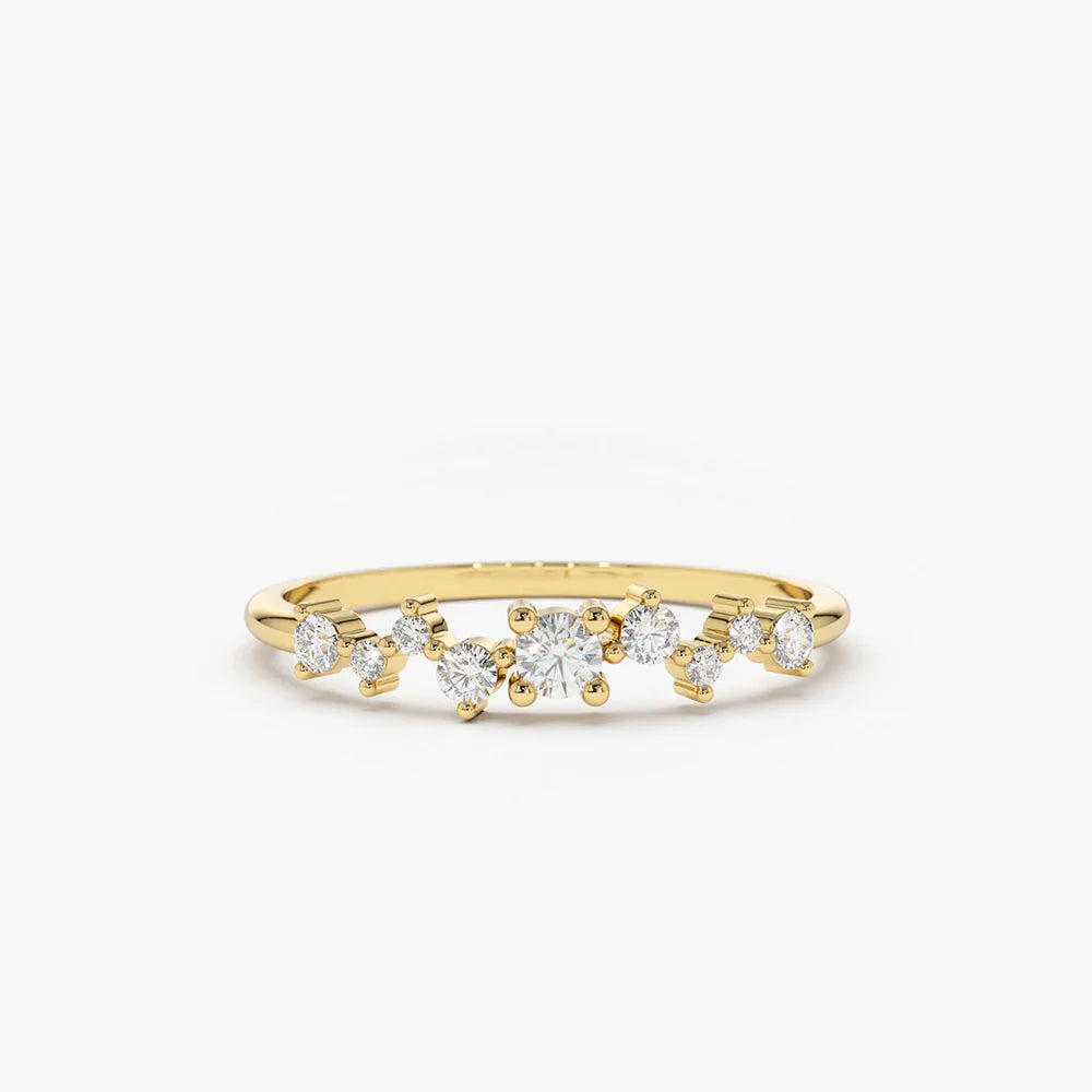 Solid Gold Multi-stone Diamond Cluster Ring