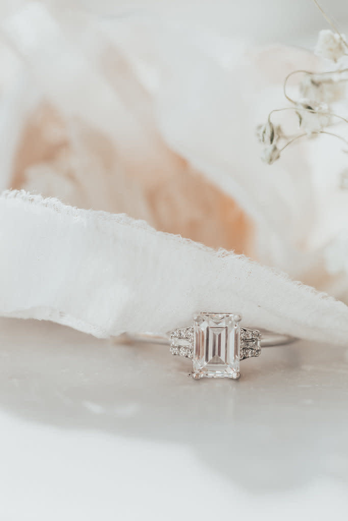 Solid Gold Lab Grown Emerald Cut Ring (1250C2)