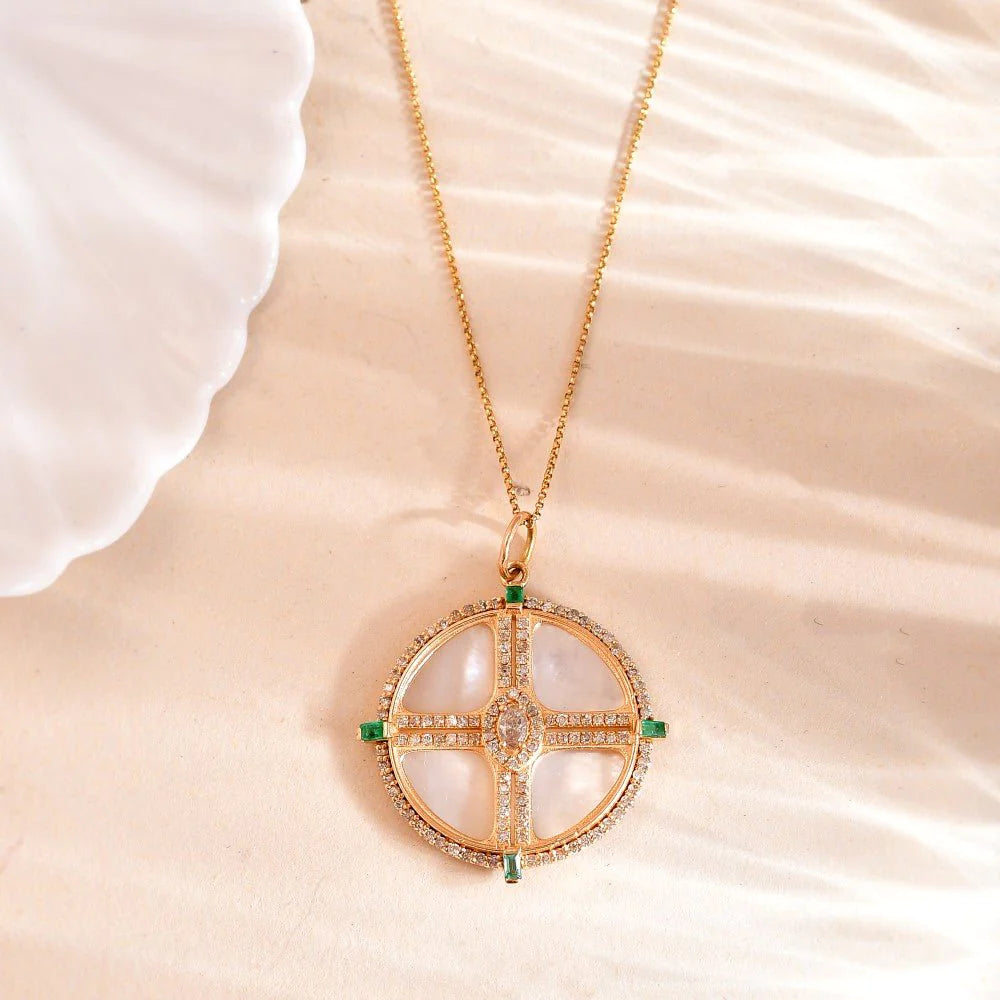 Solid Gold Mother Of Pearl Pendant