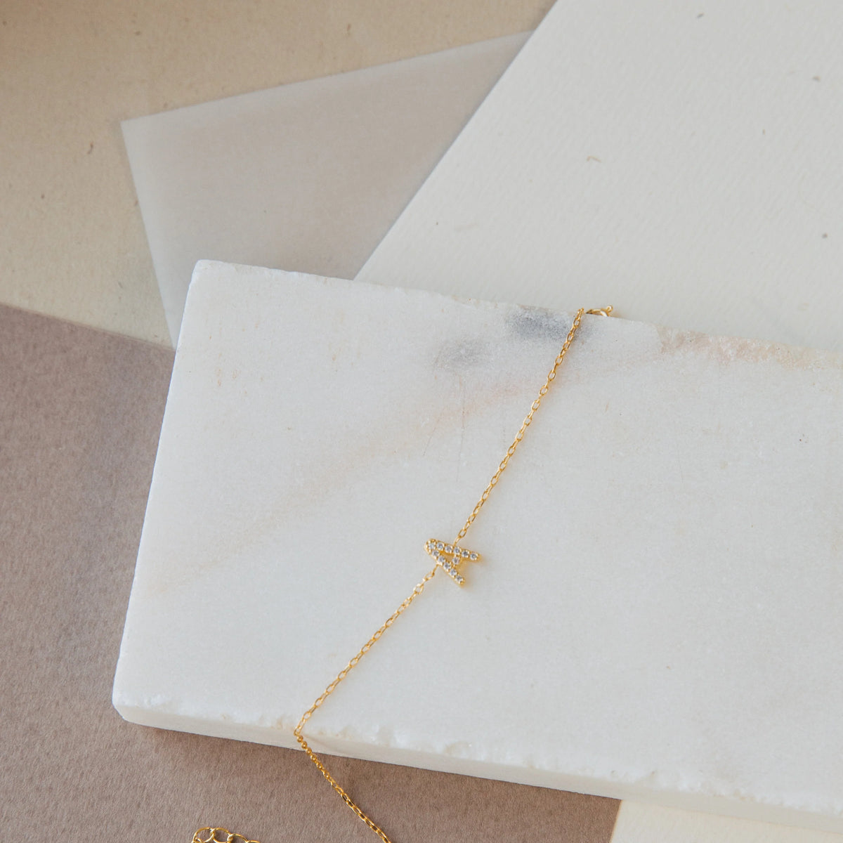 Solid Gold Diamond Initial Bracelet (E369C6)