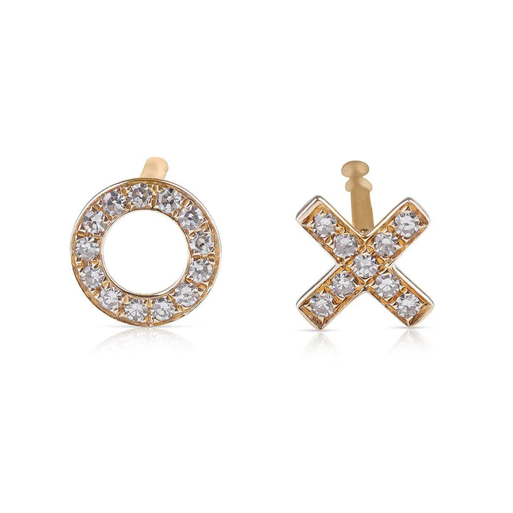 Solid Gold Diamond Xo Earrings