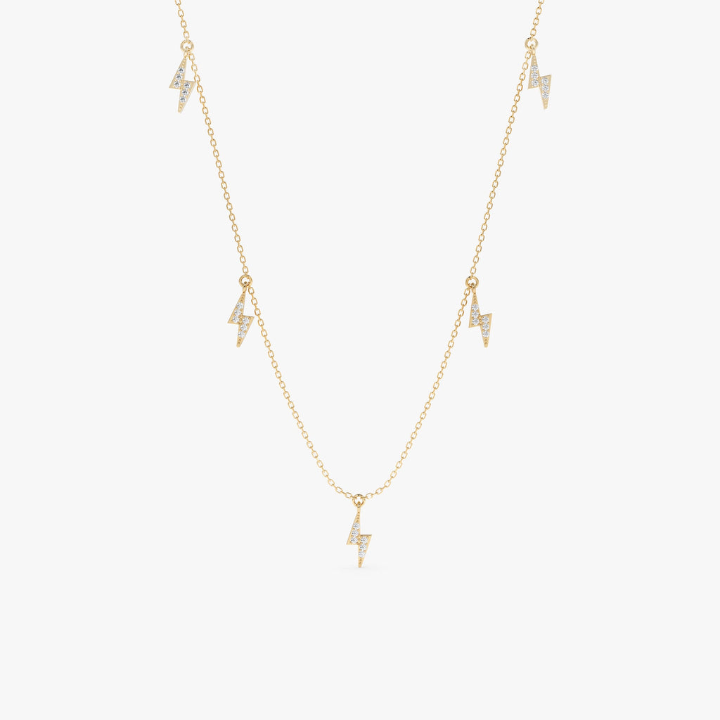 Solid Gold Diamond Lightning Bolt Drop Necklace (7041C0)
