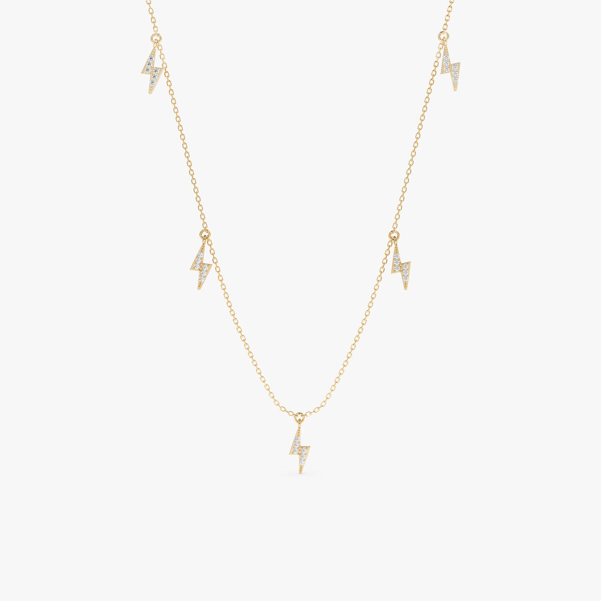 Solid Gold Diamond Lightning Bolt Drop Necklace (7041C0)