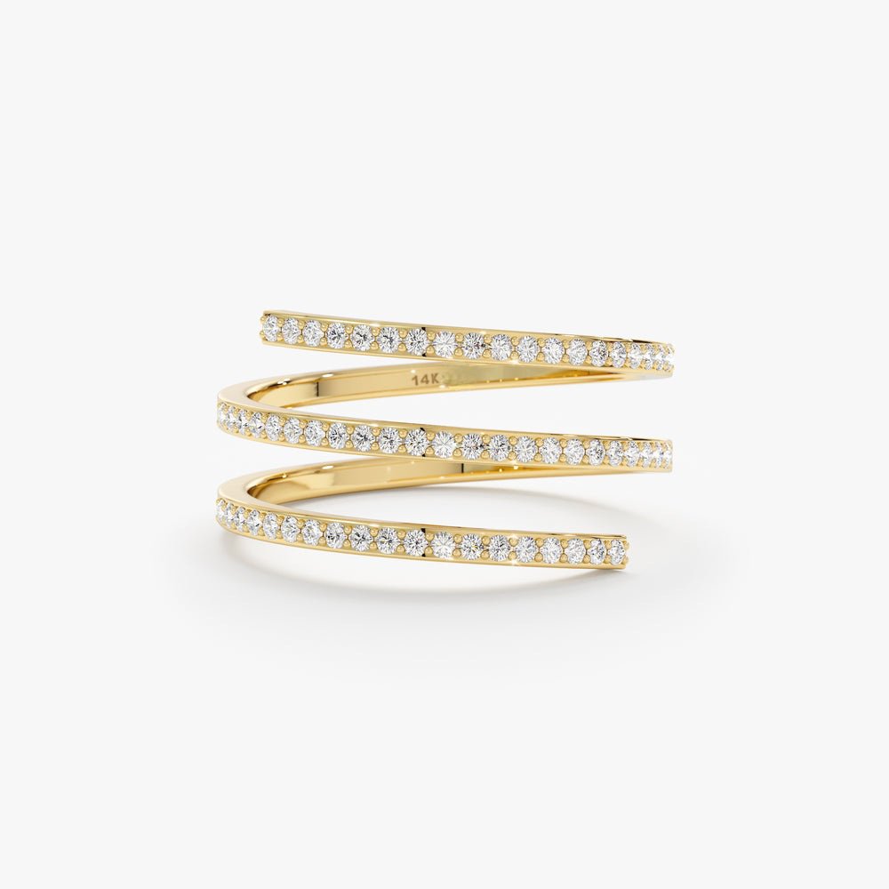 Solid Gold Diamond Spiral Ring (A08E7C)