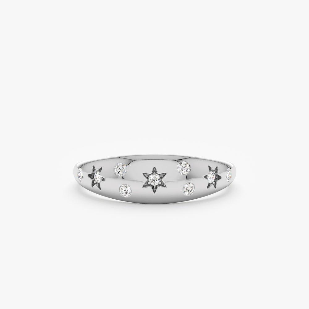 Solid Gold Diamond Starburst Dome Ring (EE2C0C)