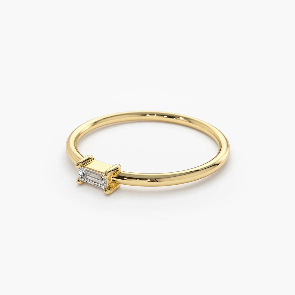 Solid Gold Single Baguette Diamond Ring (24311D)