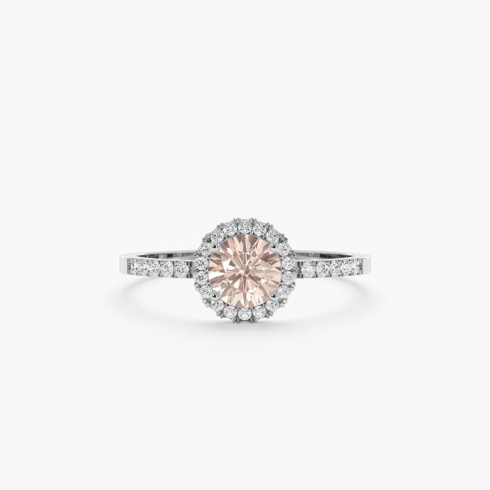 Solid Gold Diamond & Morganite Engagement Ring