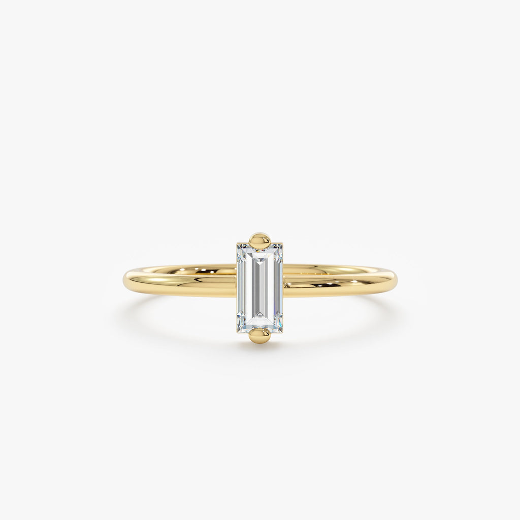Solid Gold Single Baguette Diamond Ring (63EB47)