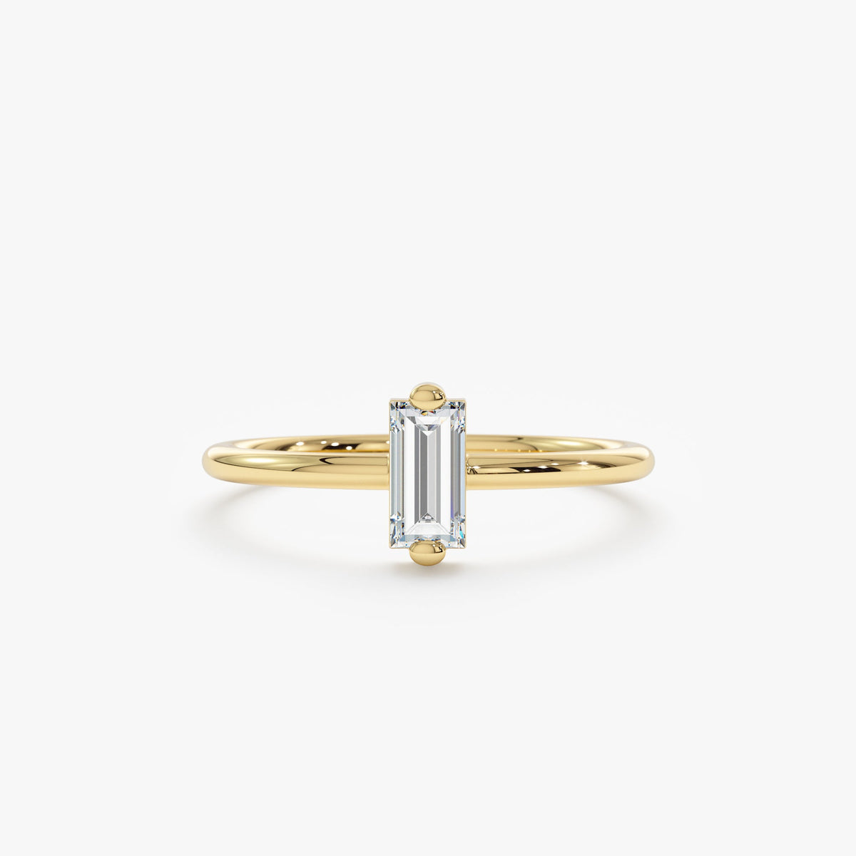 Solid Gold Single Baguette Diamond Ring (63EB47)