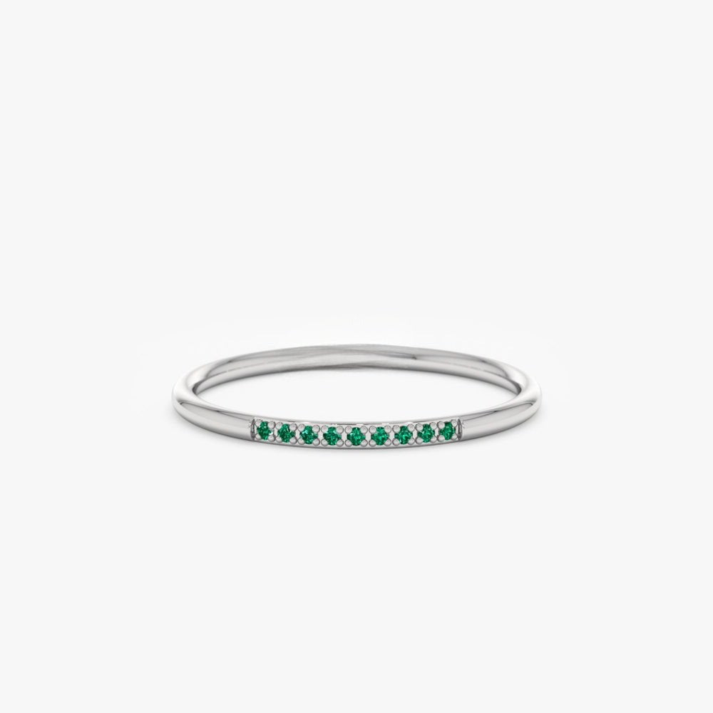 Solid Gold Thin Emerald Stacking Ring