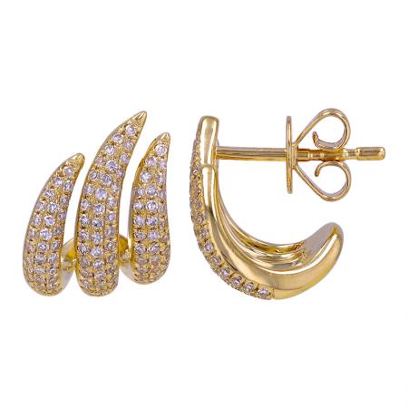 Solid Gold Diamond Cage Lobe Stud Earrings