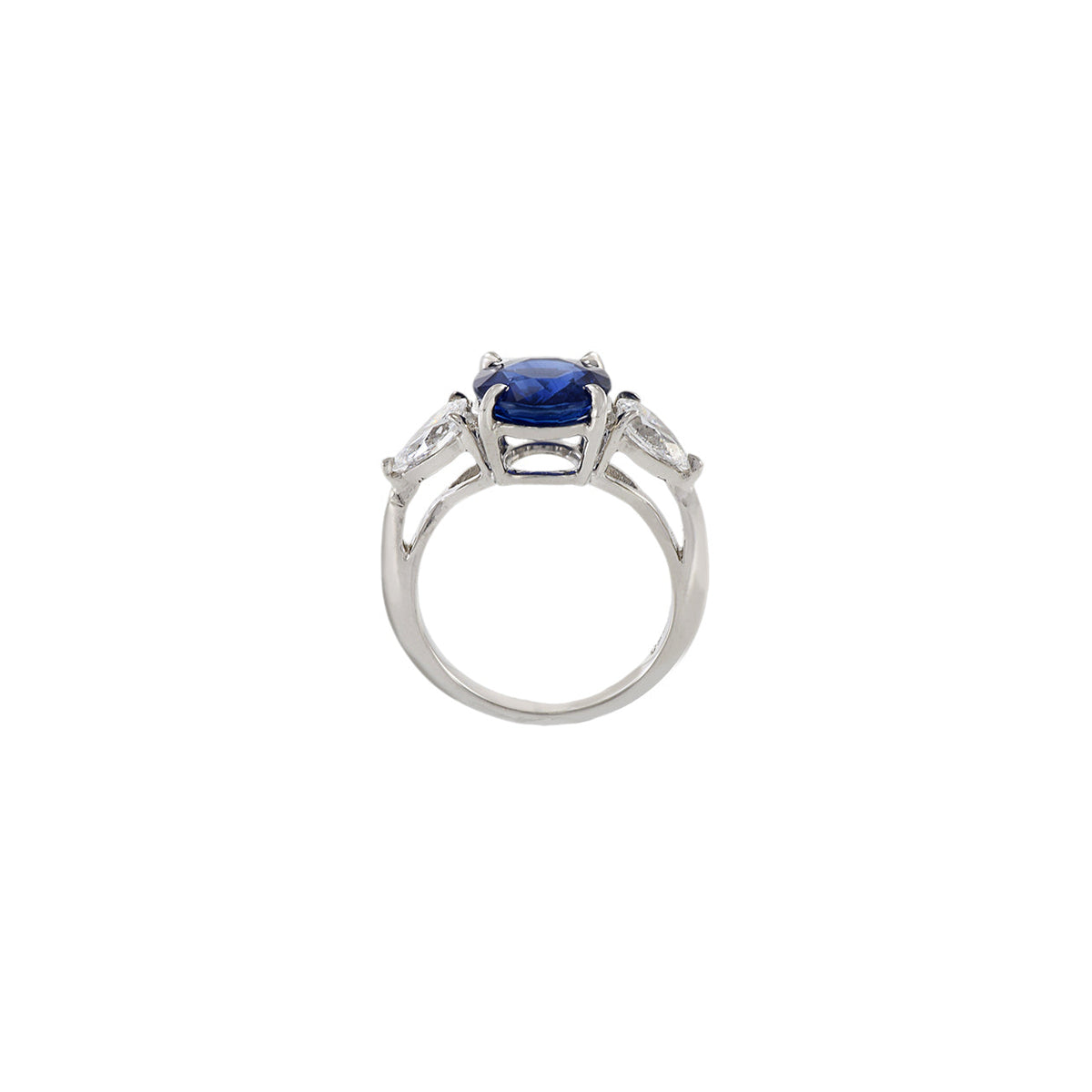 Solid Gold Platinum 3.64CT Ceylon Blue Sapphire and Diamond Ring