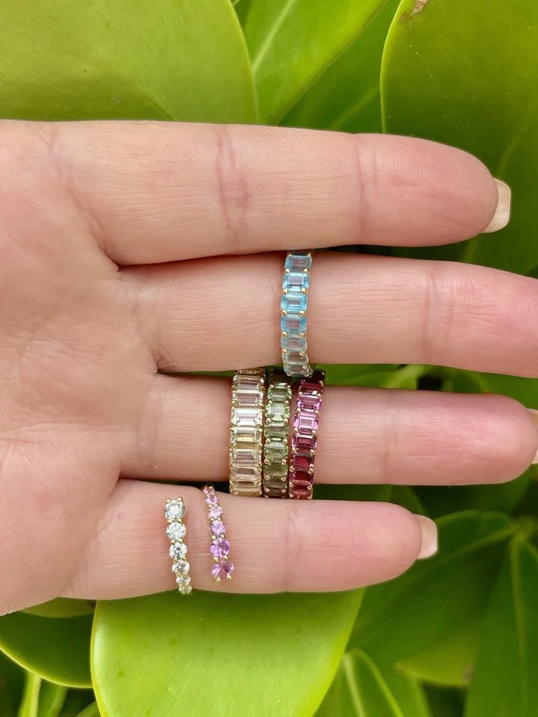 Solid Gold Graduated Diamond & Pink Sapphire Wrap Ring