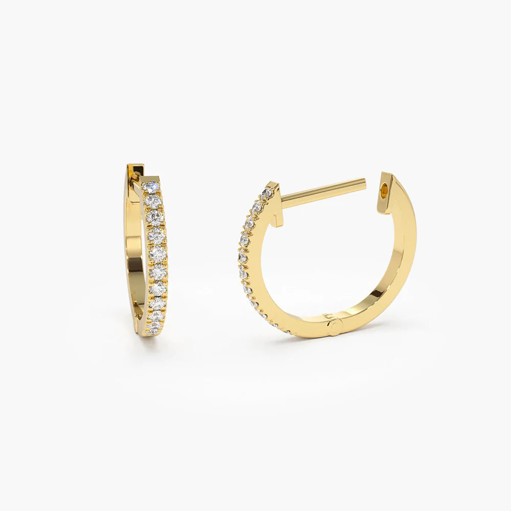 Solid Gold Mini Diamond Huggies Earrings
