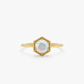 Solid Gold Hexagon Opal Ring (17BA21)
