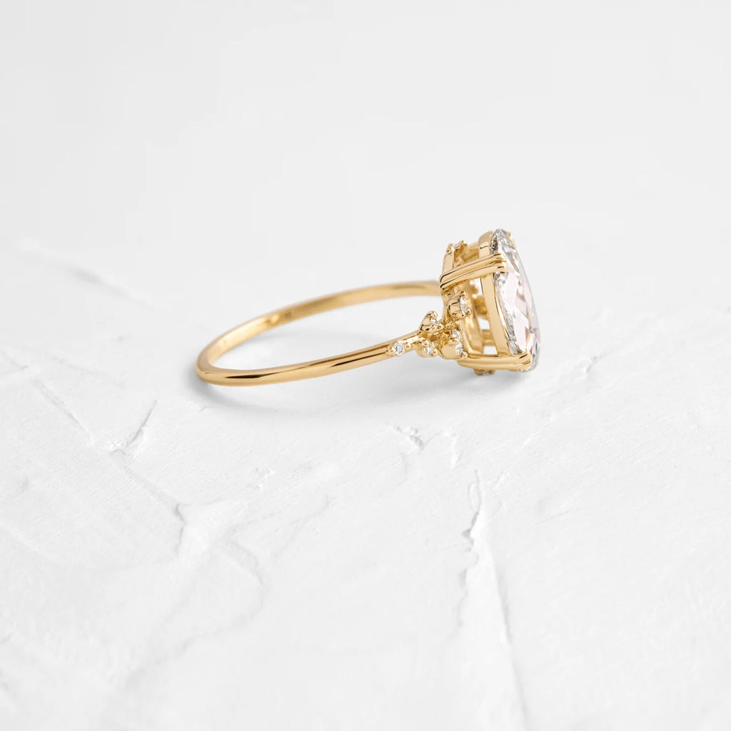 Solid Gold 1.51ct. Rose Cut Oval Lab-Grown Diamond Ring