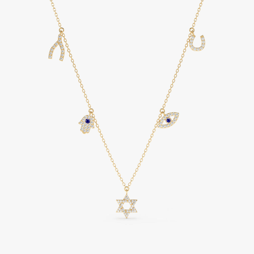 Solid Gold Good Luck Charms Necklace (7ECDB7)