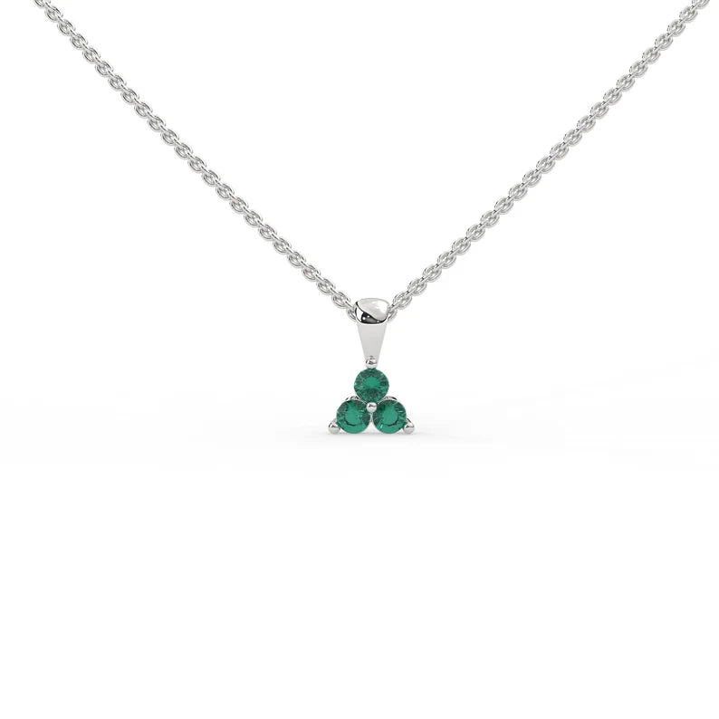 Solid Gold Triangle Shape Emerald Pendant