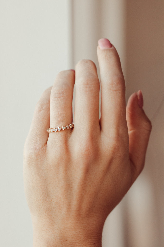 Solid Gold Pear Thin Diamond Ring