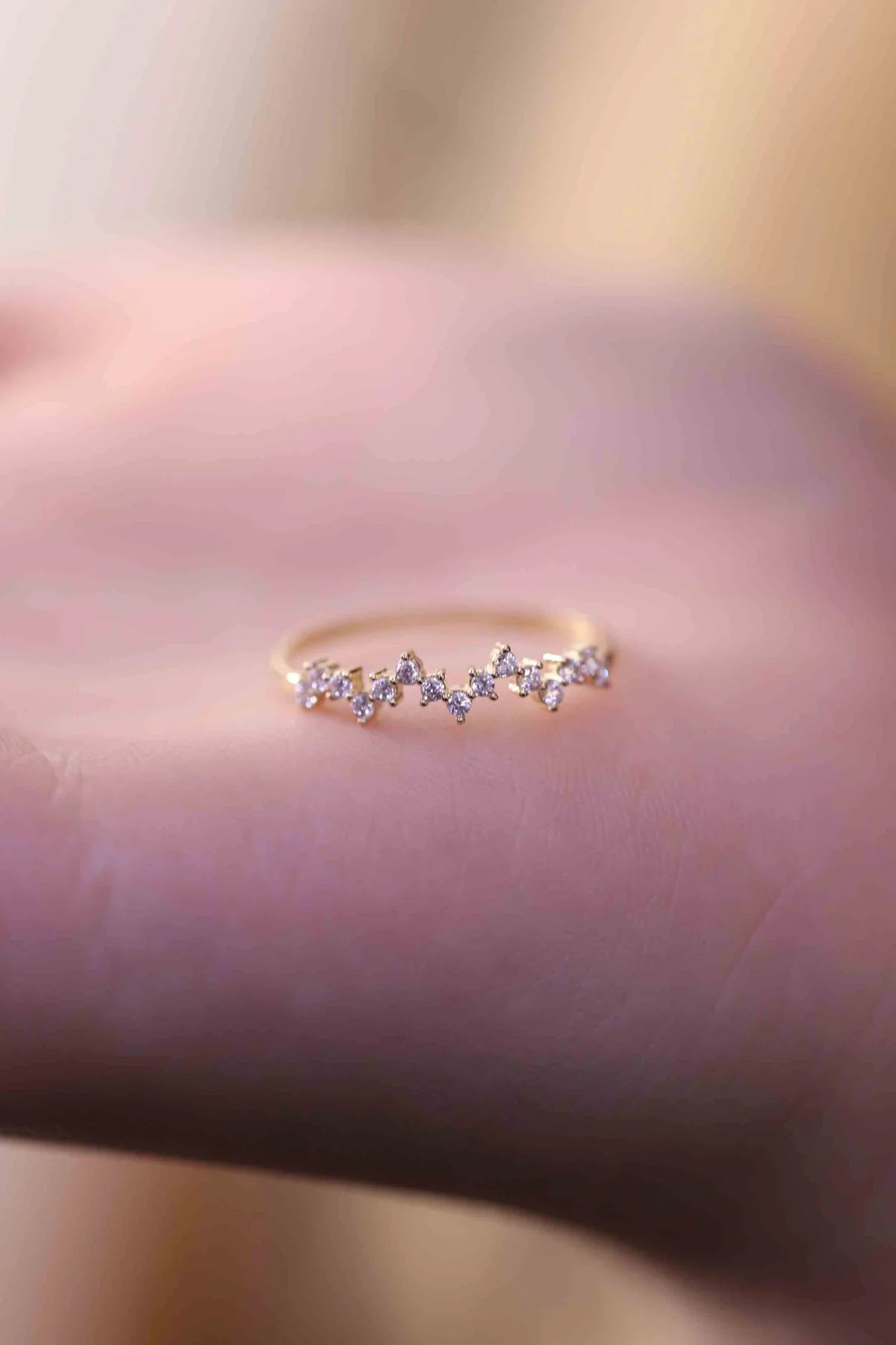 Solid Gold Stackable Moissanite Diamond Ring