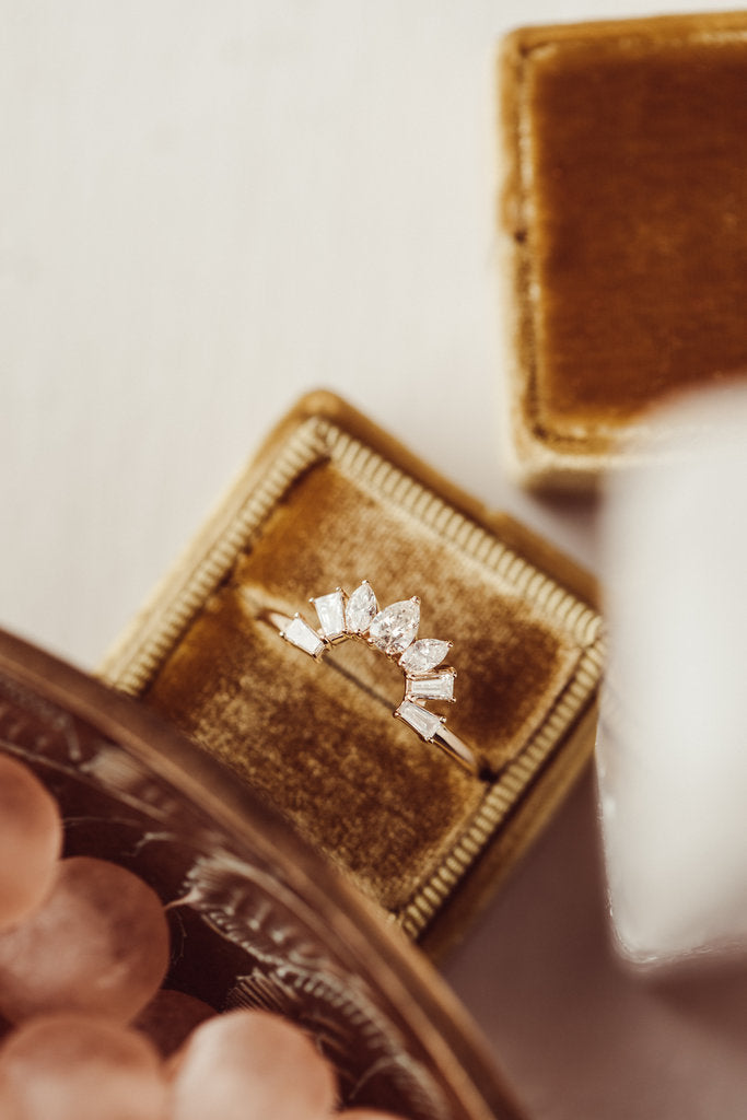Curved Pear, Marquise and Baguette Moissanite Band, photo 4