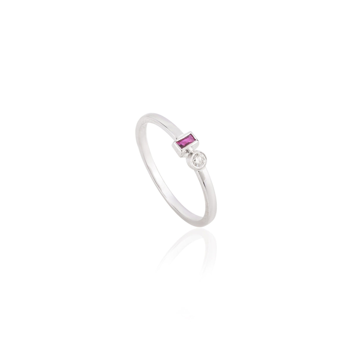 Solid Gold Ruby Diamond Toi Et Moi Ring